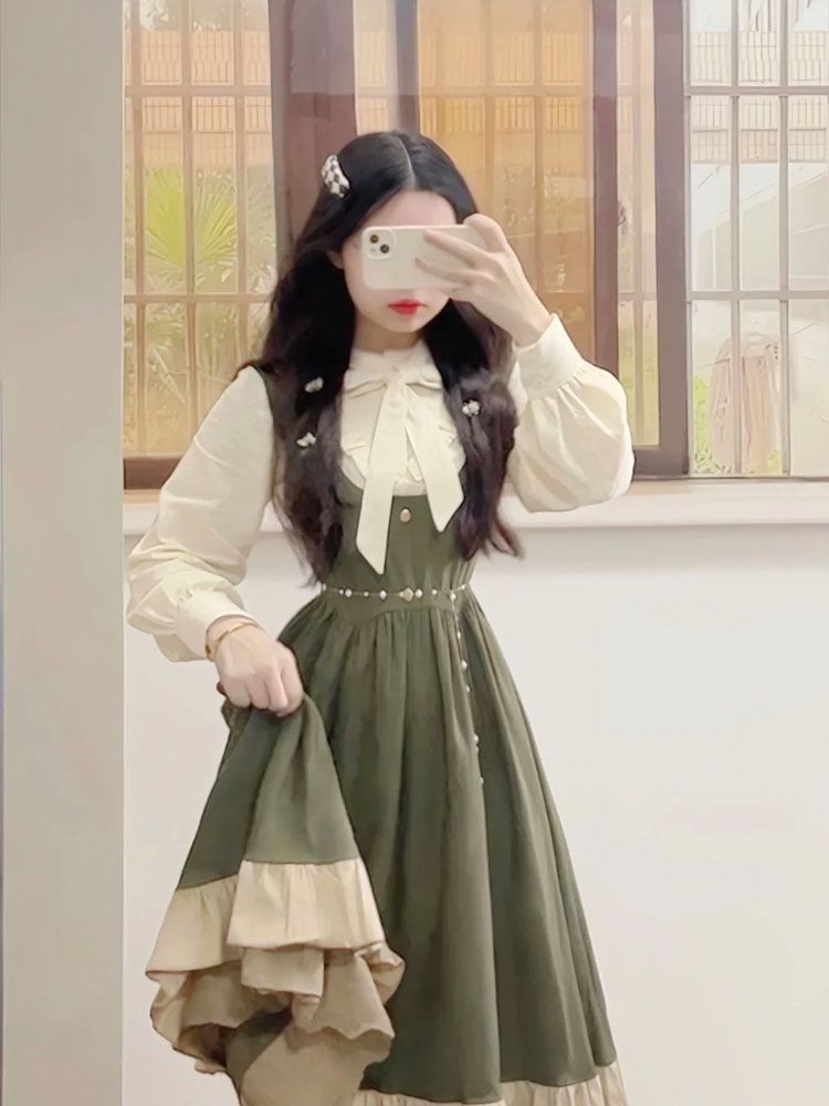 Korean Style A Line Shirt Dress - 2025 New Japanese Korean Kawaii Preppy