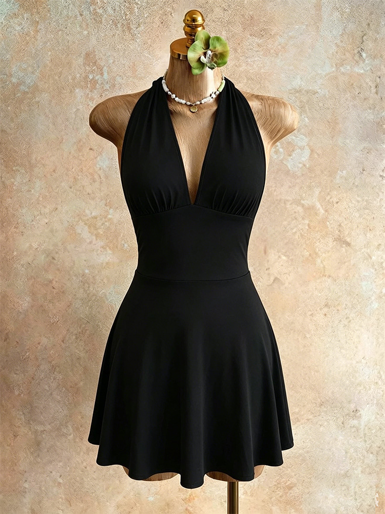 French Vintage Floral Midi Dress - Summer Sexy Halter Neck Backless Tie