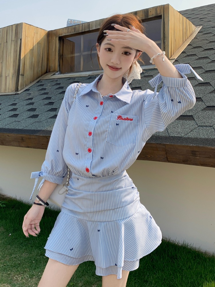 Korean Style Casual Striped Sh - огляд і ціна Korean Style A Line Shirt Dress