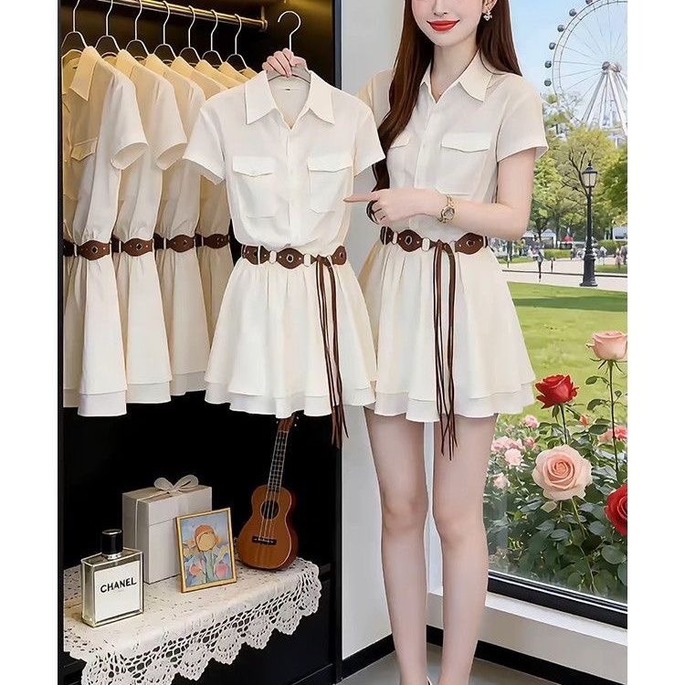 Korean Style Short Sleeve Shir - огляд і ціна Korean Style A Line Shirt Dress
