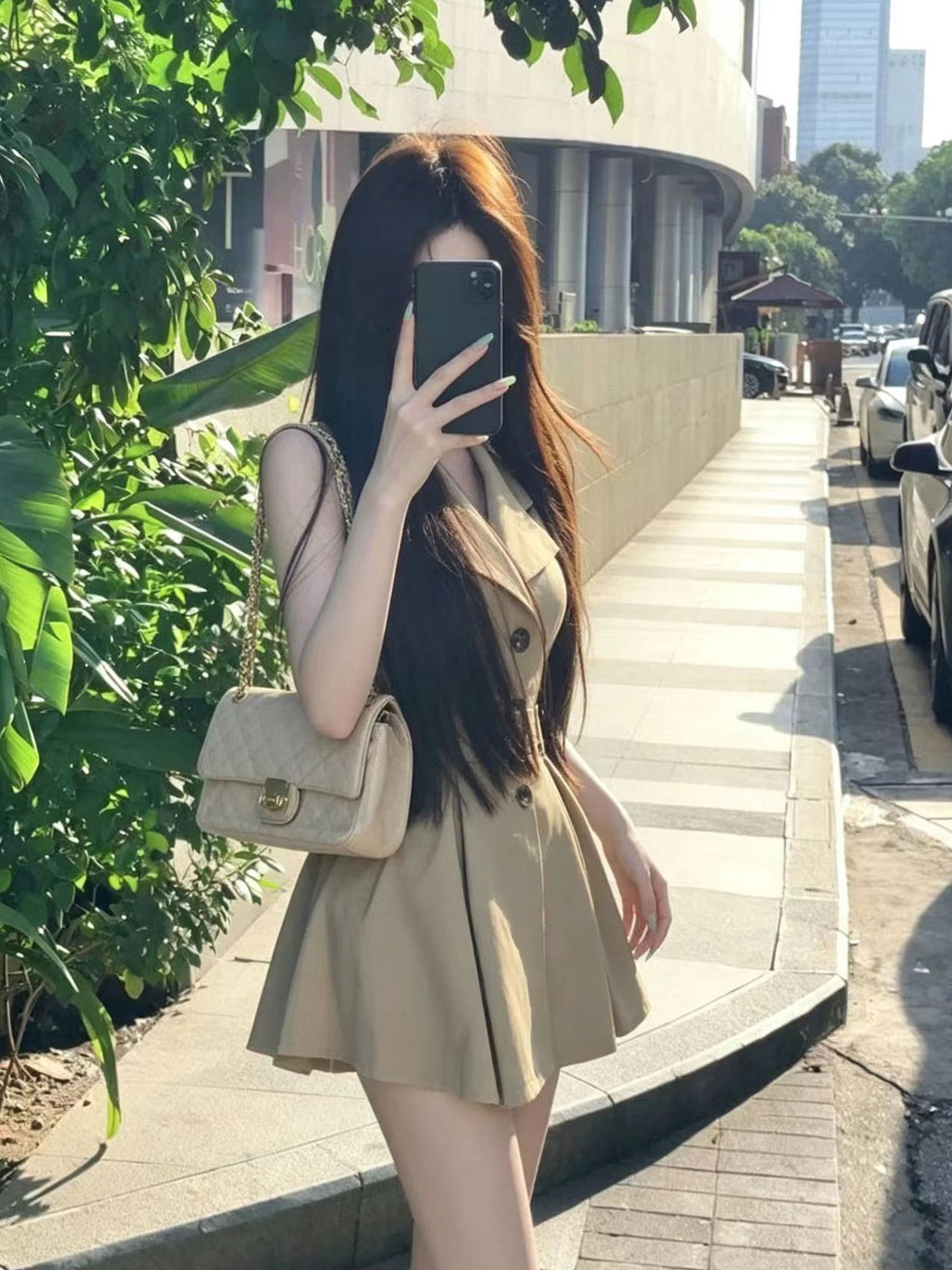 Kaki Color Shirt Collar Sleeve - огляд і ціна Korean Style A Line Shirt Dress