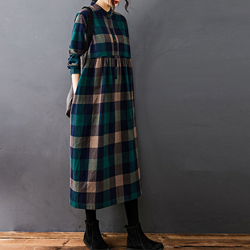 Women Autumn New Vintage Mori  - огляд і ціна Casual Loose Linen Shirt Dress